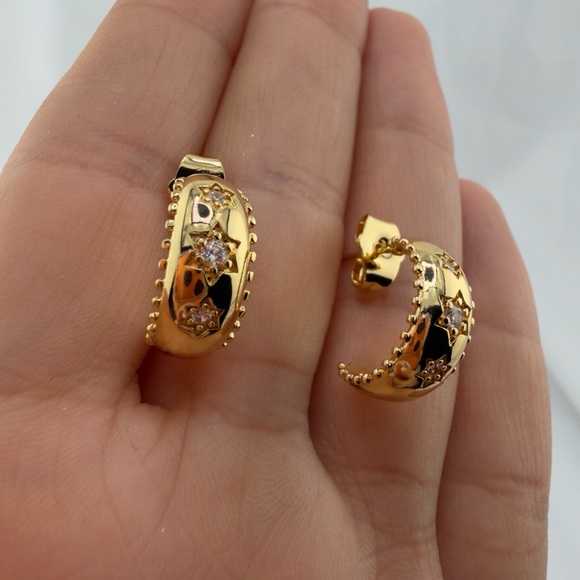 Elegant Gold and Silver Hoop Earrings - Picture 9 of 11